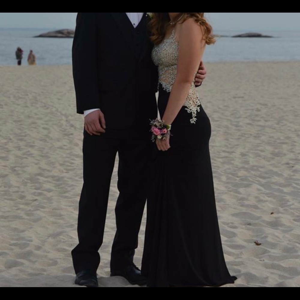 Black and silver prom dress